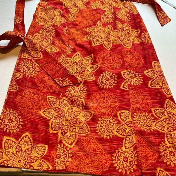 Sag Harbor Women's Sleeveless Maxi Dress Wrap Bodice Orange/Red Floral 12P - Picture 8 of 13